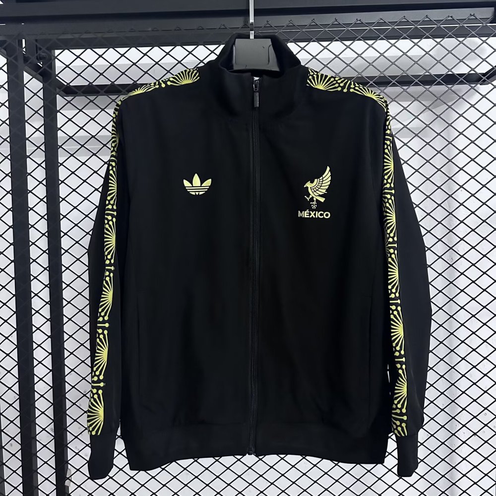 2025-26 Mexico Black and Gold Windbreaker Jersey