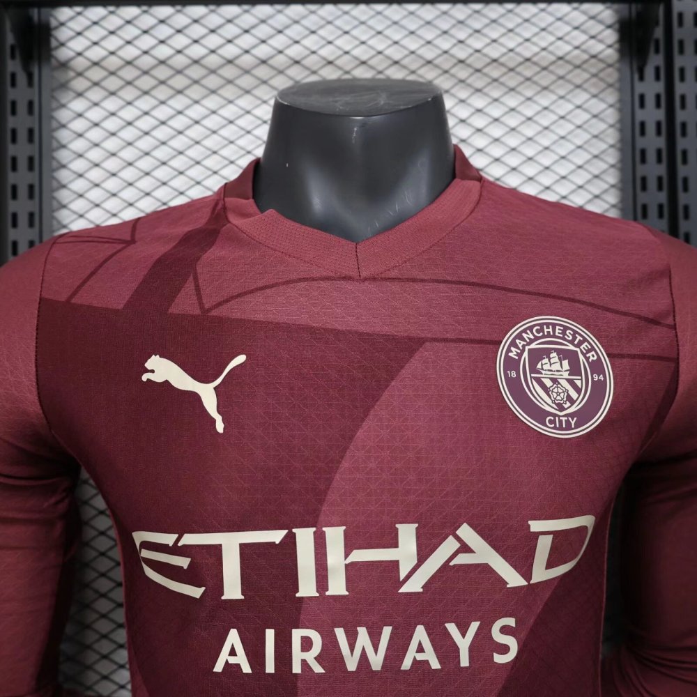 2025-26 New Season Manchester City Second Away Long Sleeve Jersey - Player Edition
