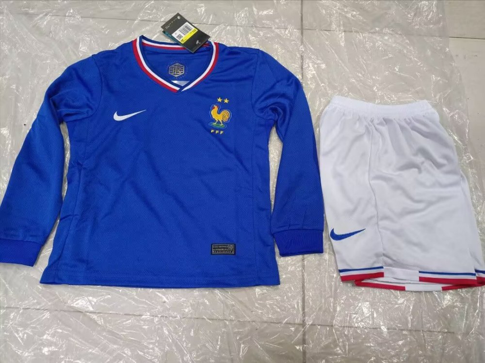 2024/25 France Home Long Sleeve Children's Jersey 1:1 Thai Quality