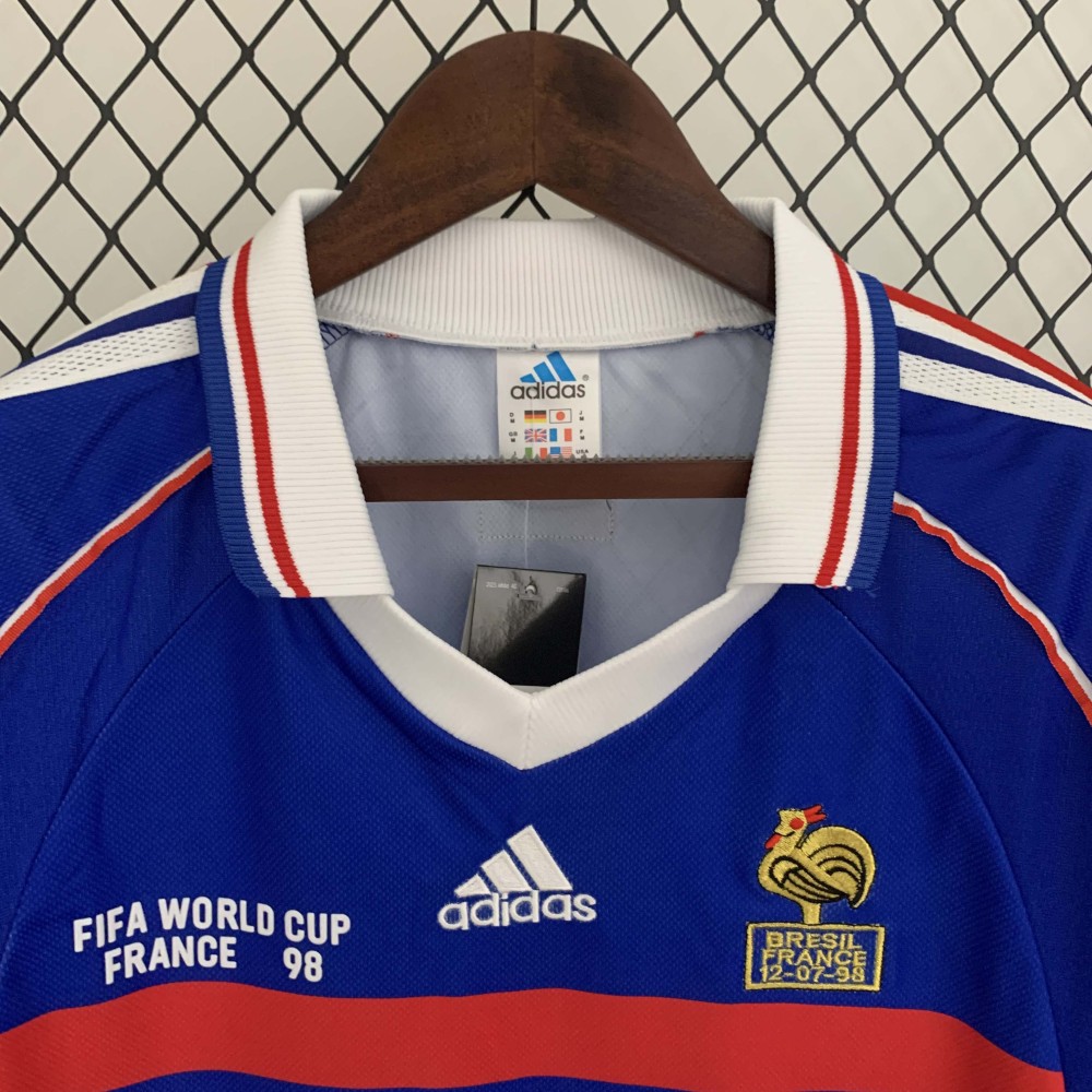 1998 Retro Long Sleeve France Home Football Shirt 1:1 Thai Quality
