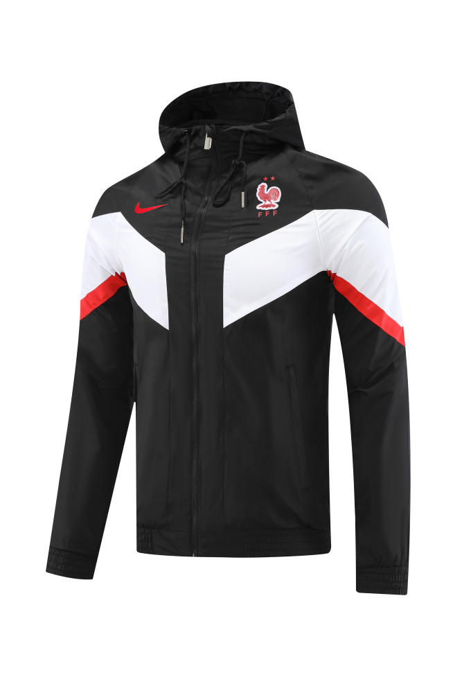 2023 season France team black and white long-sleeved windbreaker