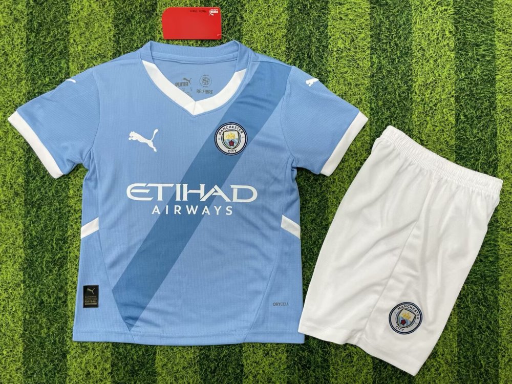 2025-26 New Season Manchester City Home Children's Jersey - Fan Edition