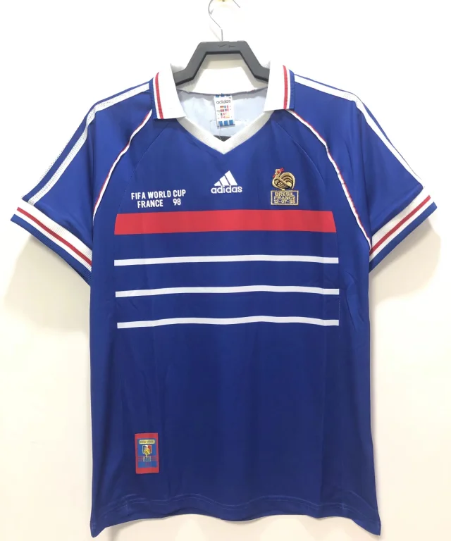 1998 France Home World Cup Crown Jersey - Retro Edition