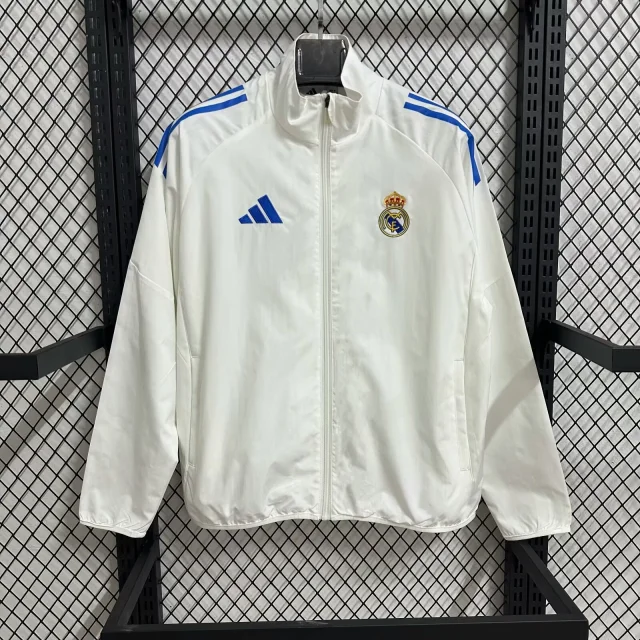 2025-26 Real Madrid White Waterproof  Jersey - Windbreaker Edition