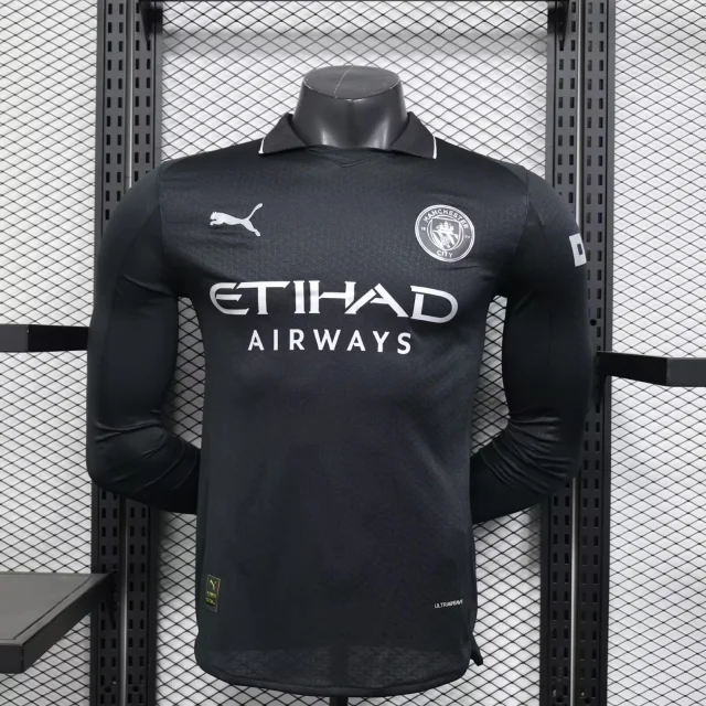 25-26 Manchester City Second Away Long Sleeve Black Jersey - Player Edition