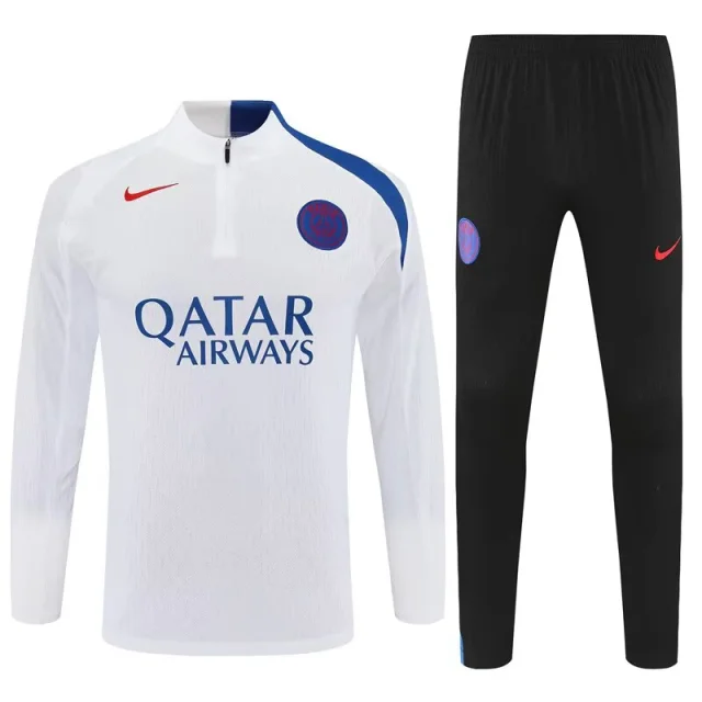 2025-26 Paris Saint-Germain White Jersey - Half Zip Set