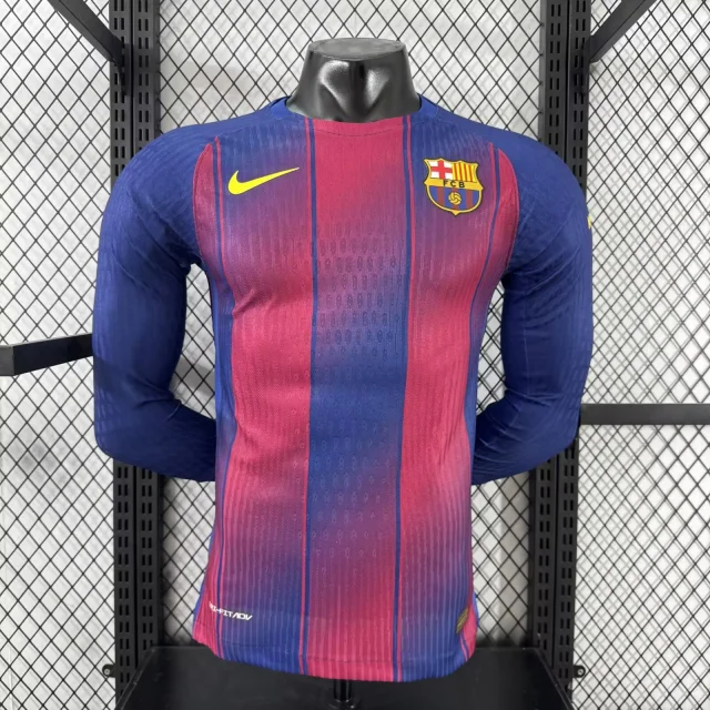 2025-26 Barcelona Home Long Sleeve Plain Jersey - Player Edition