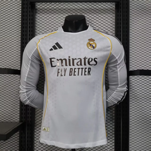 2025-26 New Season Real Madrid Home Long Sleeve Jersey - Player Edition
