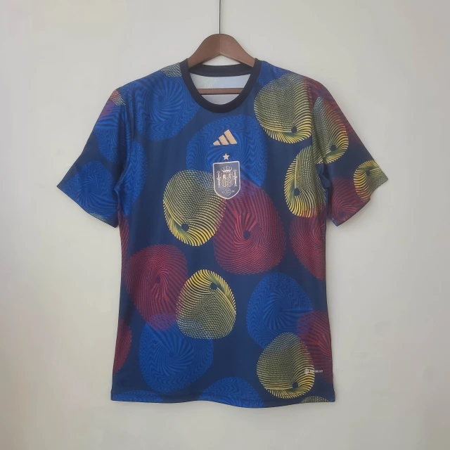 2022 Spain Wear Colorful Soccer Shirt Retro Edition