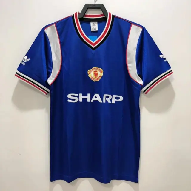 1985 Manchester United away blue jersey Retro Edition