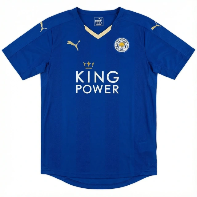 2015-16 Leicester City Home Blue Jersey Retro Edition