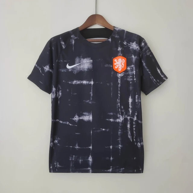 2022 Netherlands Wear Black Soccer Shirt Retro Edition