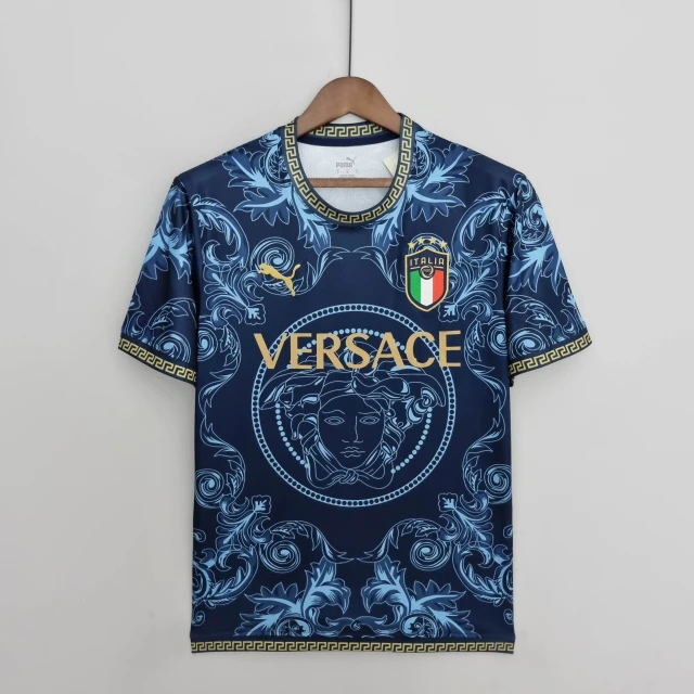 2022 Italy Commemorative Edition Blue Soccer Shirt Retro Edition