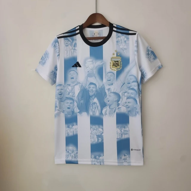 2022 Argentina Home Champion Commemorative Edition Jersey Retro Edition