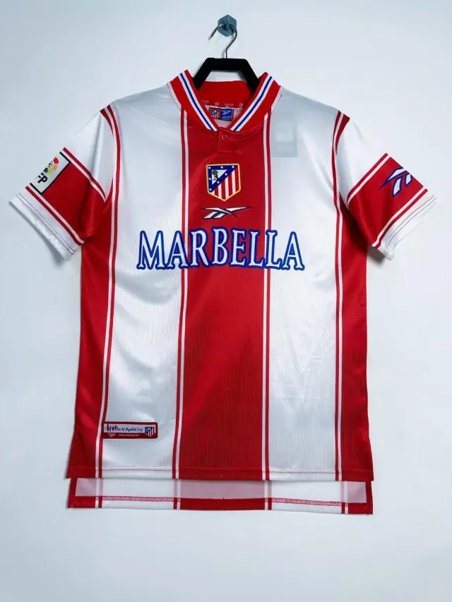 1999-00 Atlético Madrid home red and white jersey Retro Edition