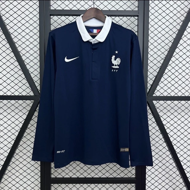 2014 France National Team Away Long-Sleeve Jersey - Retro Version