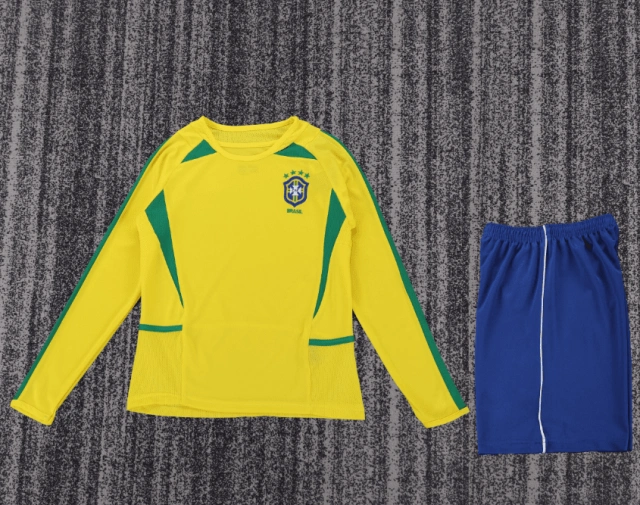 02 Brazil home long-sleeved children's jersey Retro Edition