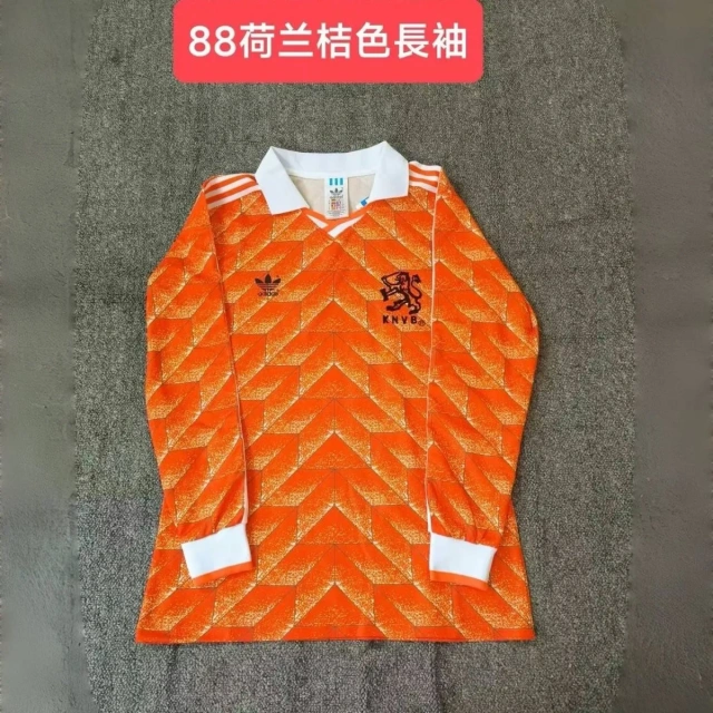 1988 Netherlands Home Long-Sleeve Jersey - Retro Version