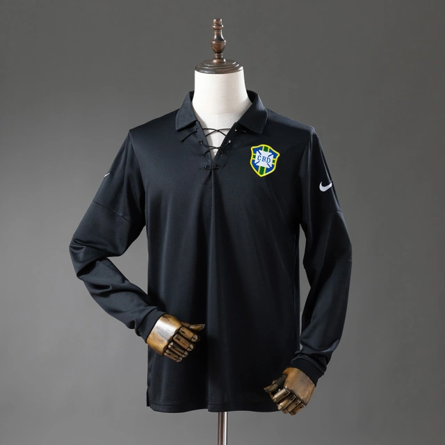 2004 Brazil Special Edition Black Long-Sleeve Jersey Retro Edition