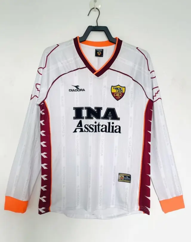 1999-00 Roma Away White Long Sleeve Jersey Retro Edition