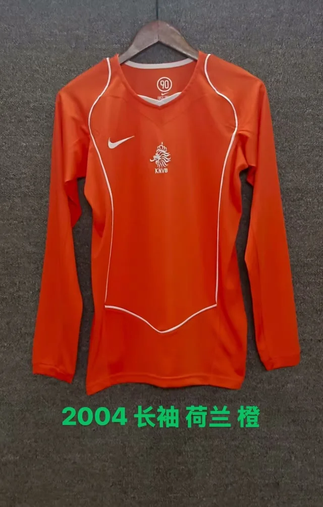 2004 Netherlands Home Long-Sleeve Jersey - Retro Version