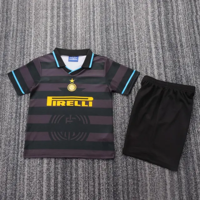 1997-98 Inter Milan away kit (black and gray) - children's size Retro Edition