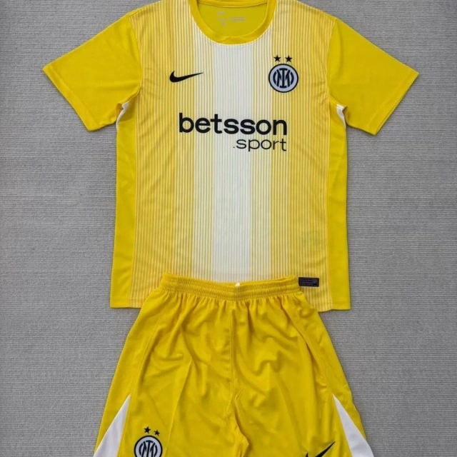 25-26 Inter Milan Goalkeeper Yellow Children's Suit - Fan Version