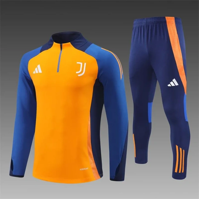 25-26 Juventus Orange and Blue Children's Half-Zip Training Jersey