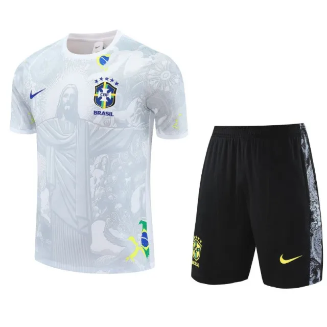 2025-26 Brazilian children's short-sleeved training uniform (white)