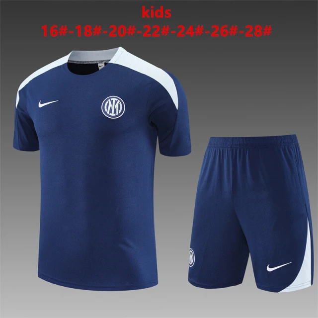 25-26 Short-sleeved Inter Milan royal blue children's short-sleeved training uniform