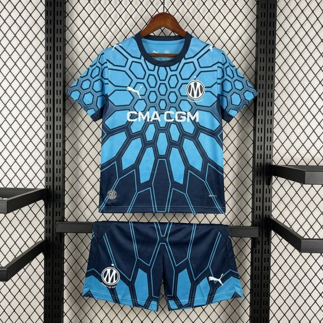 26/27 Marseille Goalkeeper Blue Kids Soccer Jersey