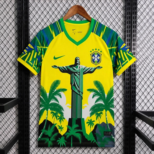 2026 Brazil JESUS Yellow Green Soccer Jersey