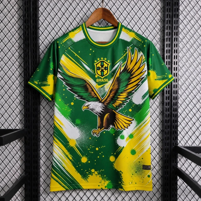2026 Brazil Striking Eagle Special Edition Yellow White Soccer Jersey
