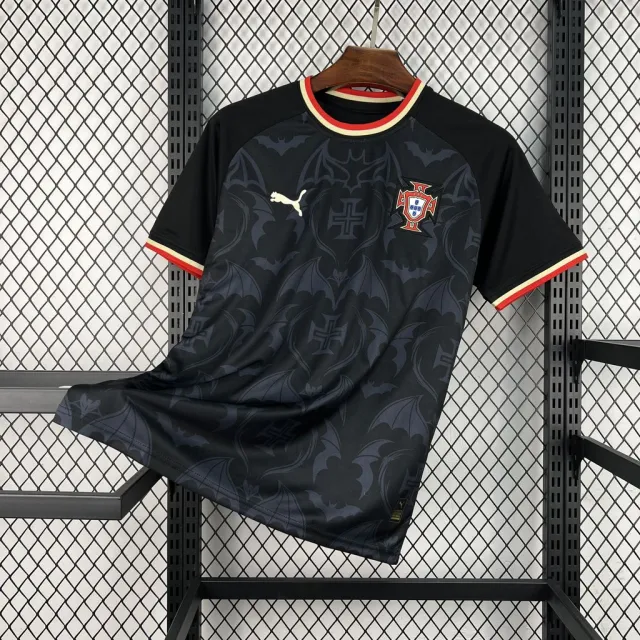 2026 Portugal Special Version Black Red Collar Soccer Jersey