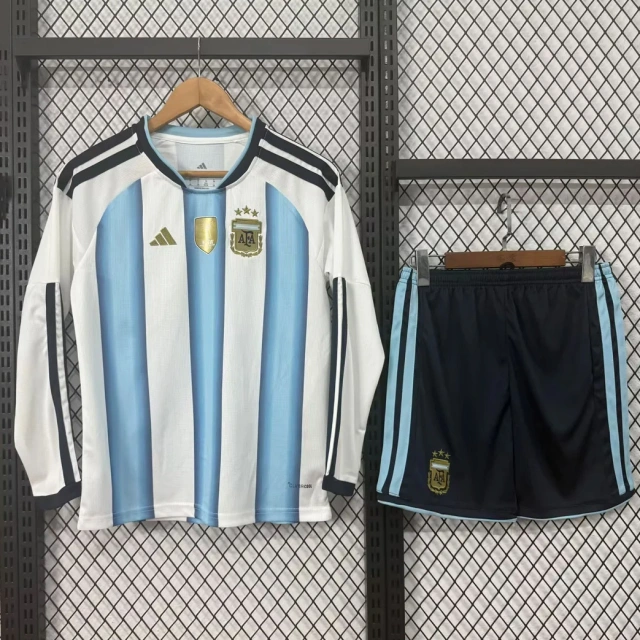 2026 Argentina Home Long Sleeve Kids Soccer Jersey