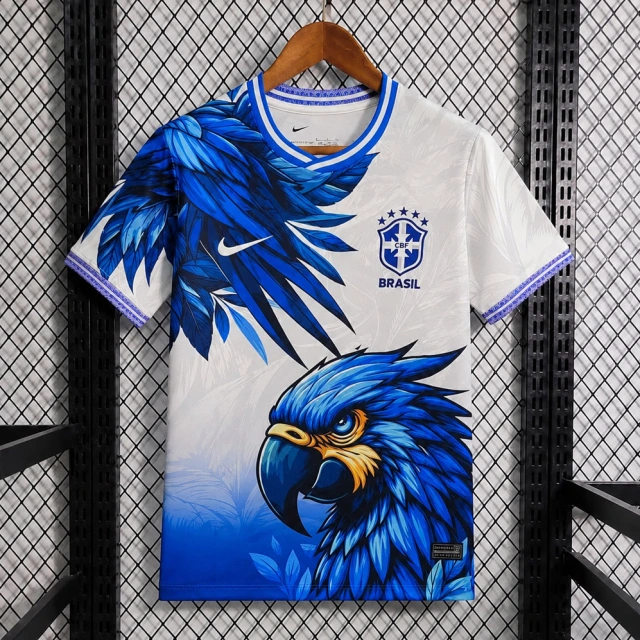 2026 Brazil Parrot Edition White Blue Soccer Jersey