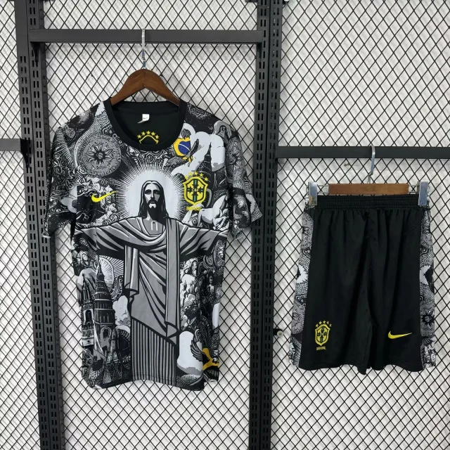 2025 Brazil Grey Training Kit – Adult Jersey Set