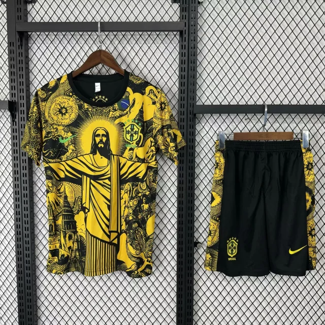 2025 Brazil Yellow Training Kit – Adult Jersey Set