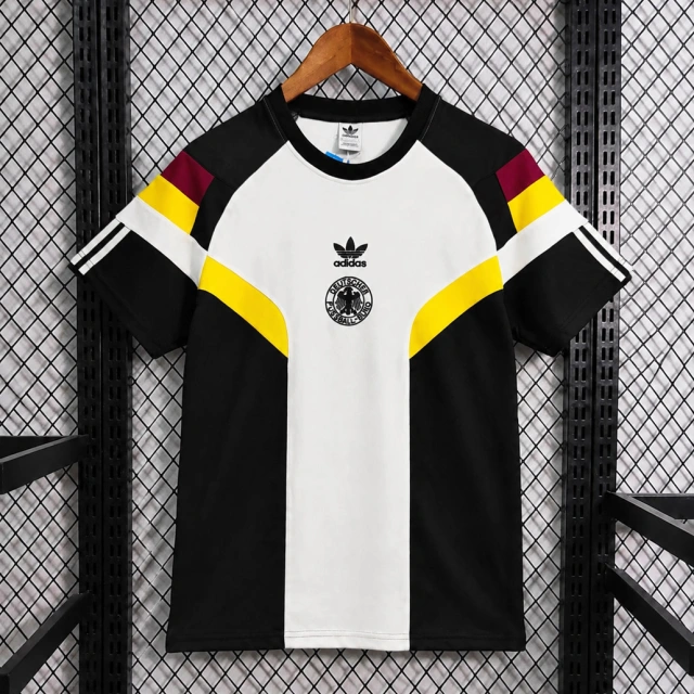 2026 Germany Trefoil Retro Inspired White Black Short Sleeve Sweatshirt