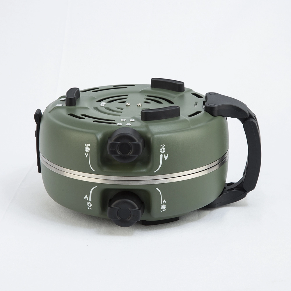 VM-YC06 camping stove shown in a field cooking setup