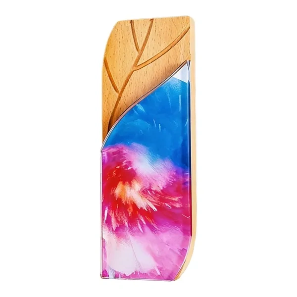 Wood and Crystal Leaf Design Milestone Trophy for Company Anniversary