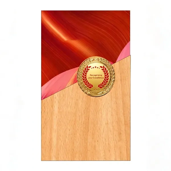 Red Crystal Wood Trophy with Laurel Wreath 
for Creative Recognition