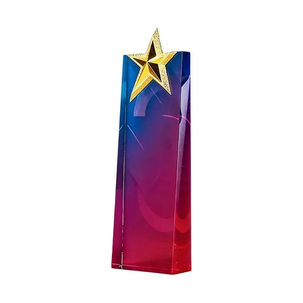 Pink and Blue Art Glass Star Award Modern Achievement Plaque