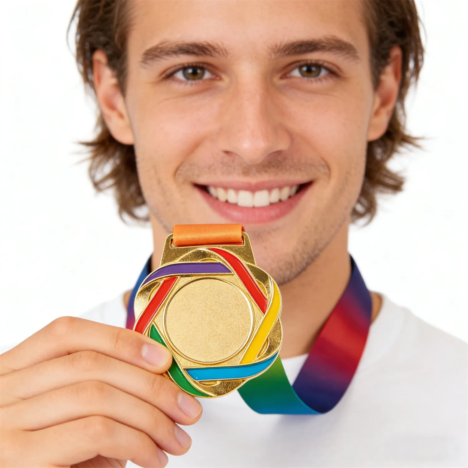 Bespoke Gold Award Medals with Vibrant Swirl Frame - Small Order
