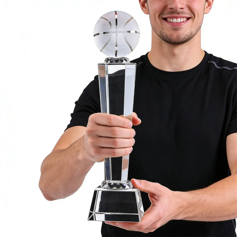 3D Basketball Crystal Trophy