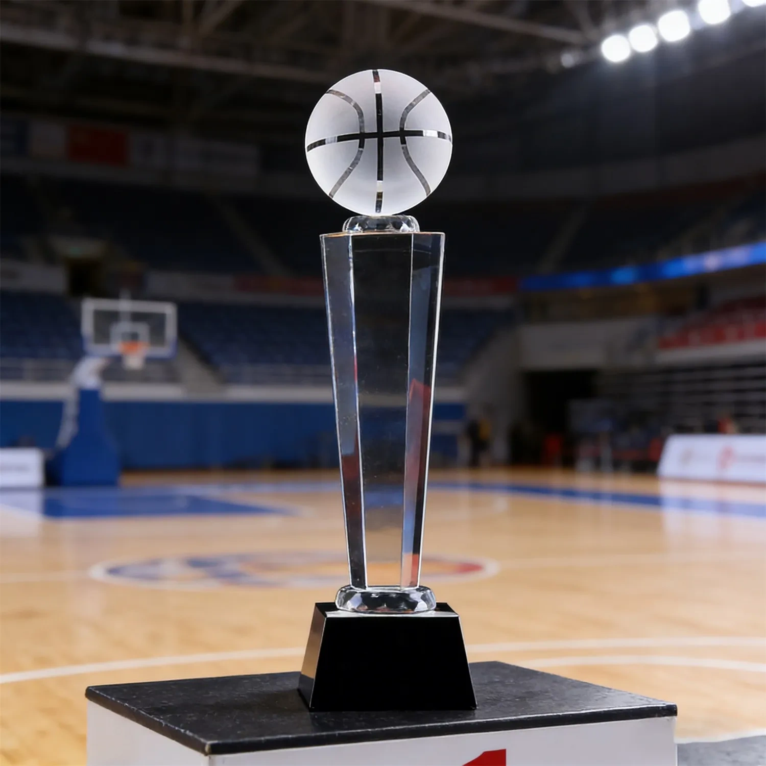 Custom Logo Glass Basketball Awards with Pillar Base - SmallOrders Platform