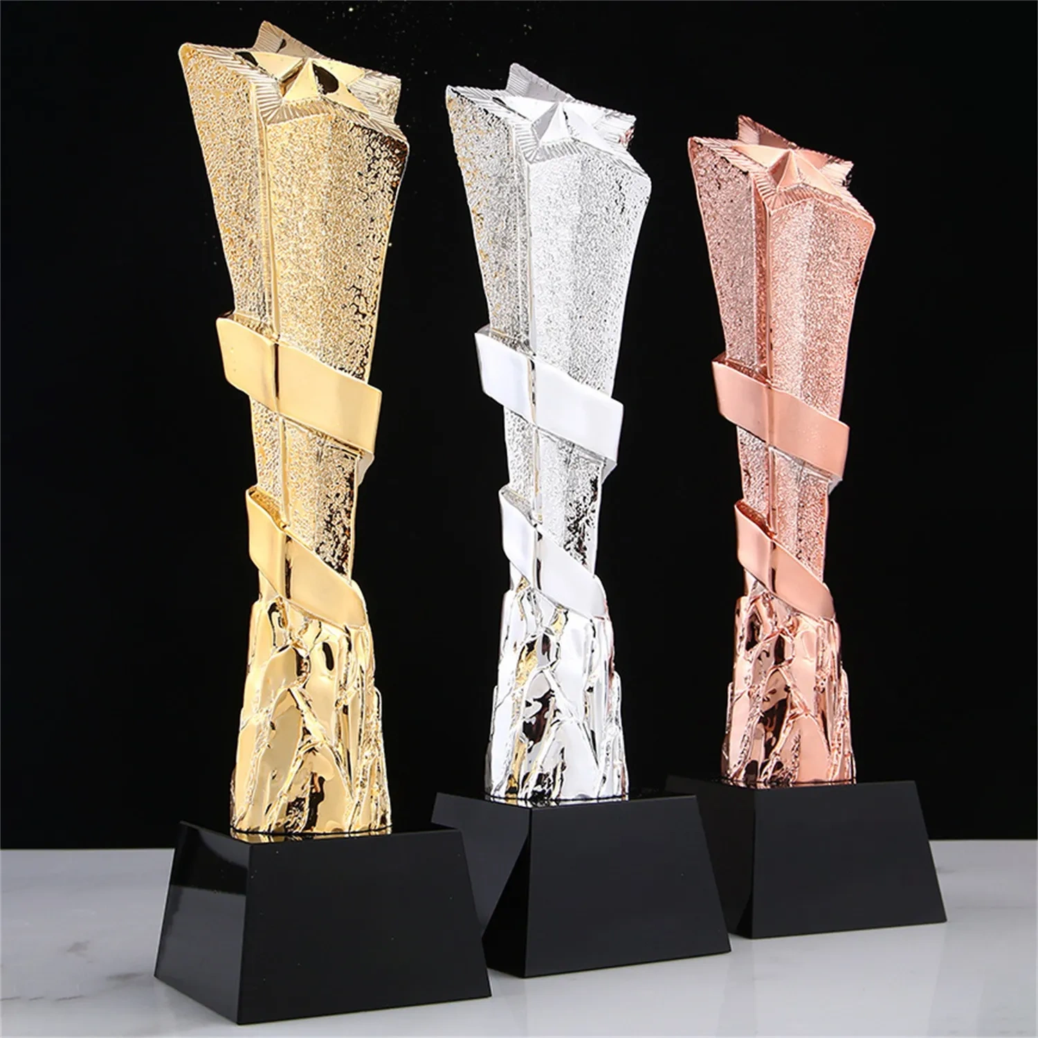 Personalized Star Achievement Trophy with Ribbon Detail Small Order