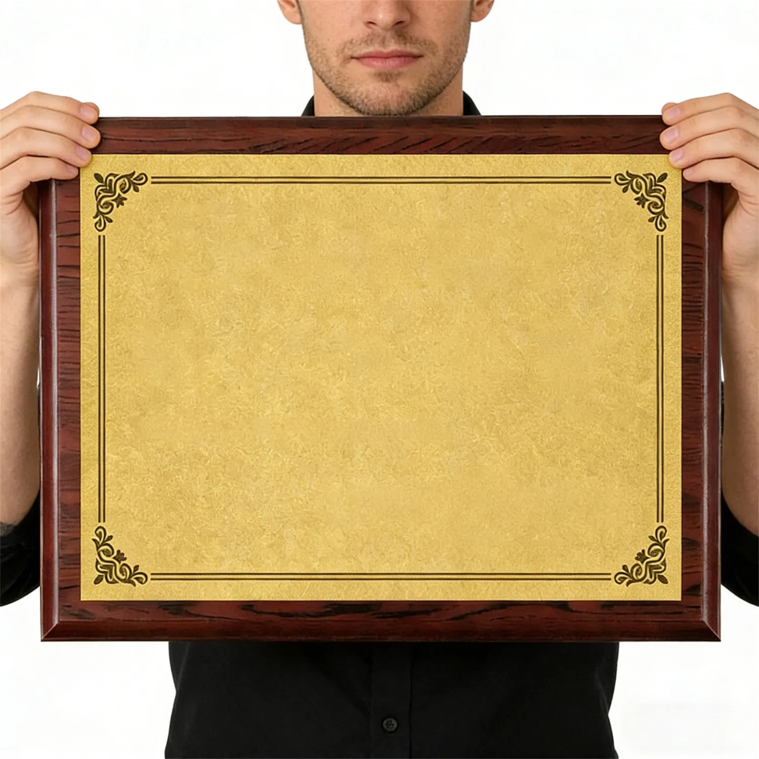 Personalized Employee Excellence Wood Plaque with Gold Border SmallOrder