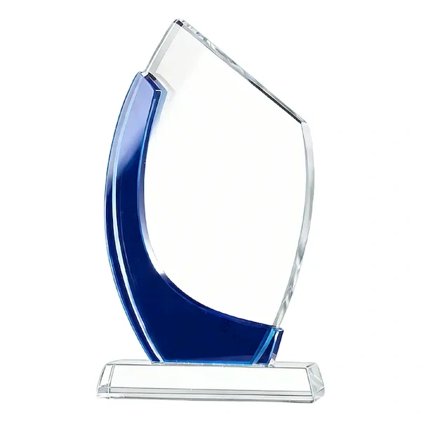 Blue Wave Crystal Shield Trophy for Corporate Innovation Excellence