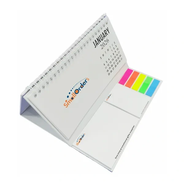 White Desk Calendar Set with Sticky Notes for Multi-functional Office Gifts
